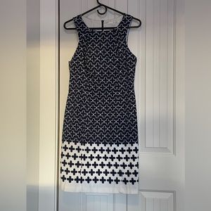 Boden | 'Pixie' Shift Style Navy & White Clover Printed Dress 8R